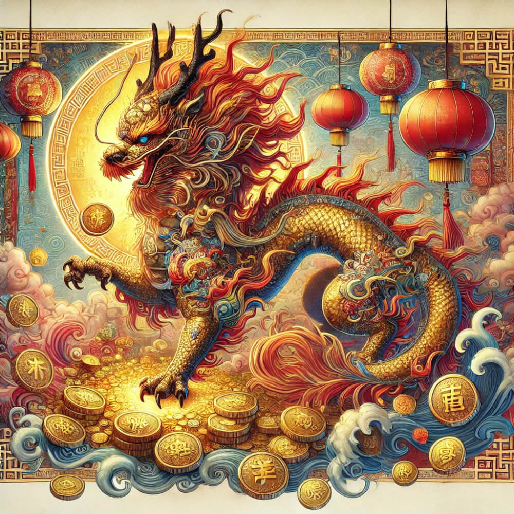 DALL%C2%B7E 2025 01 07 19.52.30 An artistic and highly detailed illustration featuring the legendary Chinese creature Pixiu %E8%B2%94%E8%B2%85 symbolizing wealth fortune and protection. The Pix - 貔貅（ひきゅう）の意味・効果とは？伝説やブレスレットについても解説します