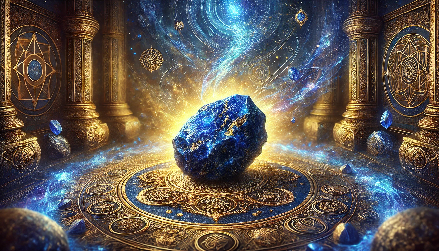 DALL%C2%B7E 2025 01 27 22.44.44 A highly detailed depiction of a mystical lapis lazuli stone featuring its deep royal blue color with golden flecks and intricate natural patterns r - ラピスラズリは持ち主を選ぶ？その真実と効果を徹底解説